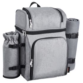 VEVOR Picnic Backpack, Beach Picnic Backpack Bag for 4 Person with Insulated Cooler Compartment, Detachable Bottle/Wine Holder, Lightweight Blank