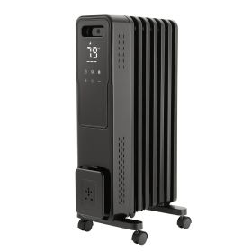 VEVOR Electric Oil Filled Radiator, 1500W Radiant Space Heater with Dual U-shaped Heating Tubes, Over-Heat Protections,3 Heat Settings,24h Timer